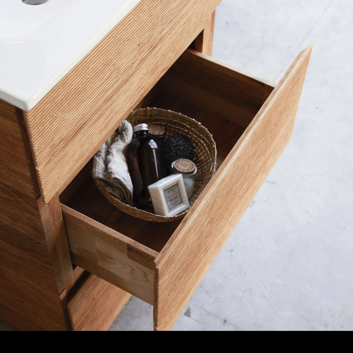 Karl Solid Oak And Ceramic Bathroom Cabinet 60 Cm Ref. 2676 7 Karl Solid Oak And Ceramic Bathroom Cabinet 60 Cm Ref. 2676 - Image 5