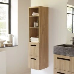 Line Solid Oak Tall Cabinet Ref. 6402 -Tikamoon 1200 1200 line solid oak tall cabinet 3