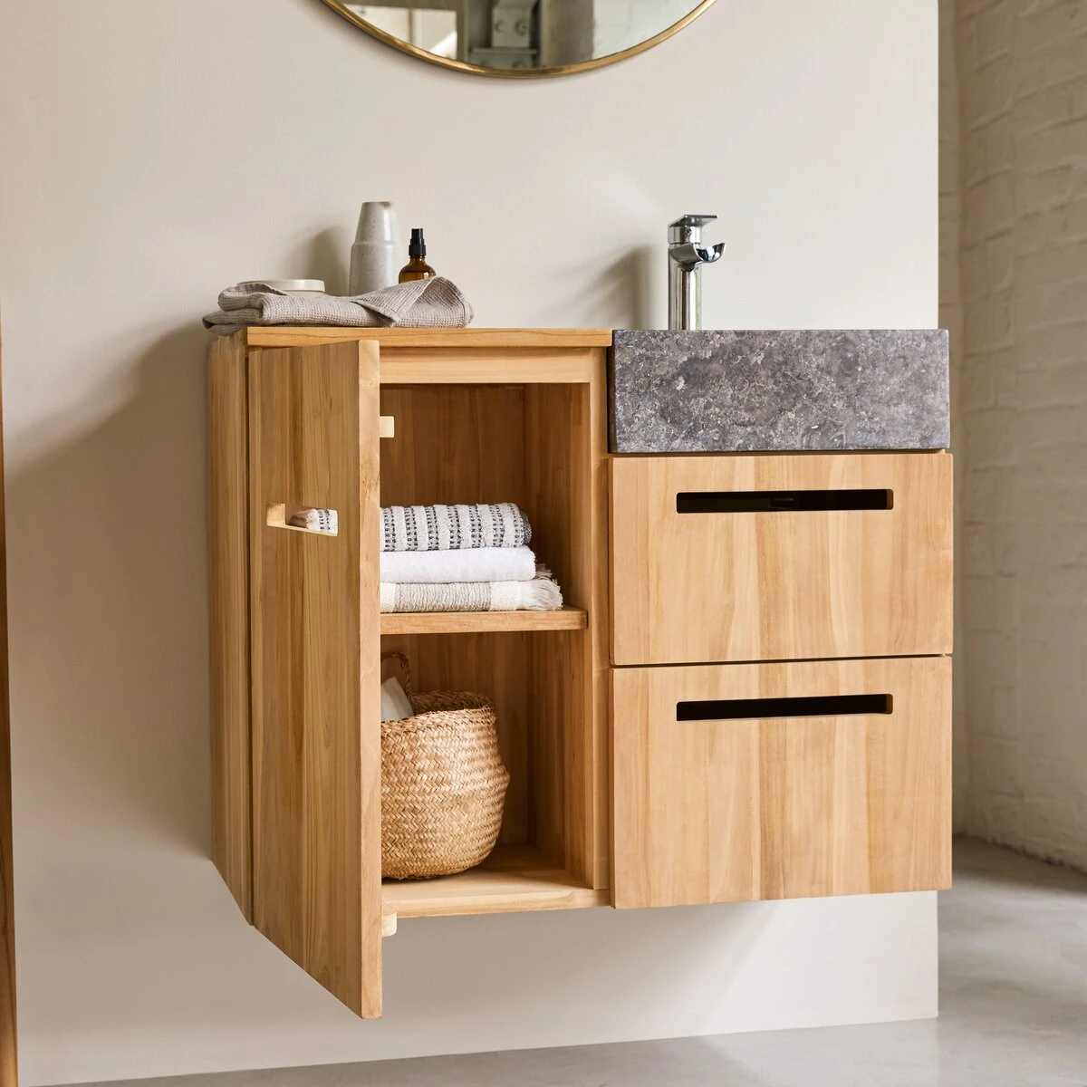 Line Solid Teak And Marble Bathroom Cabinet 85 Cm Ref. 2575 4 Line Solid Teak And Marble Bathroom Cabinet 85 Cm Ref. 2575 - Image 2