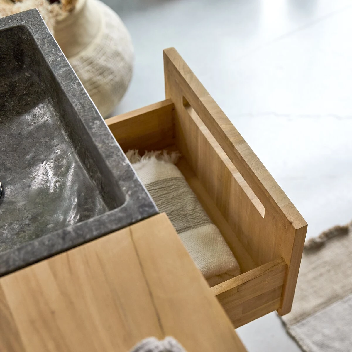 Line Solid Teak And Marble Bathroom Cabinet 85 Cm Ref. 2575 11 Line Solid Teak And Marble Bathroom Cabinet 85 Cm Ref. 2575 - Image 9