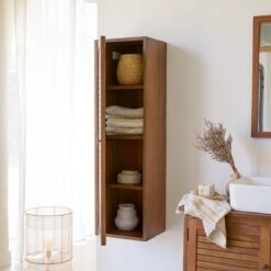 Loggia Tall Solid Acacia Bathroom Cabinet Ref. 2592 -Tikamoon 1200 1200 loggia solid acacia column 1