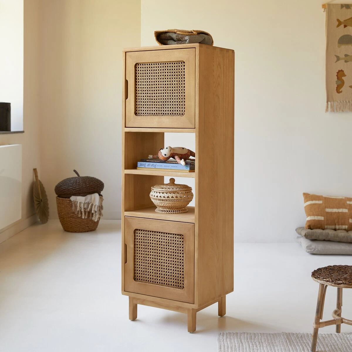 Luis Kids Elm And Canework Tall Bookcase Ref. 5429 6 Luis Kids Elm And Canework Tall Bookcase Ref. 5429 - Image 4