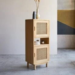 Luis Solid Elm And Canework Low Cabinet Ref. 4401 -Tikamoon 1200 1200 luis solid elm and canework low cabinet 3