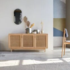 Luis Solid Elm And Canework Sideboard 160 Cm Ref. 2468
