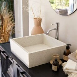 Made White Square Premium Terrazzo Washbasin Ref. 3195 9 Made White Square Premium Terrazzo Washbasin Ref. 3195 -Tikamoon 1200 1200 made premium terrazzo washbasin 2