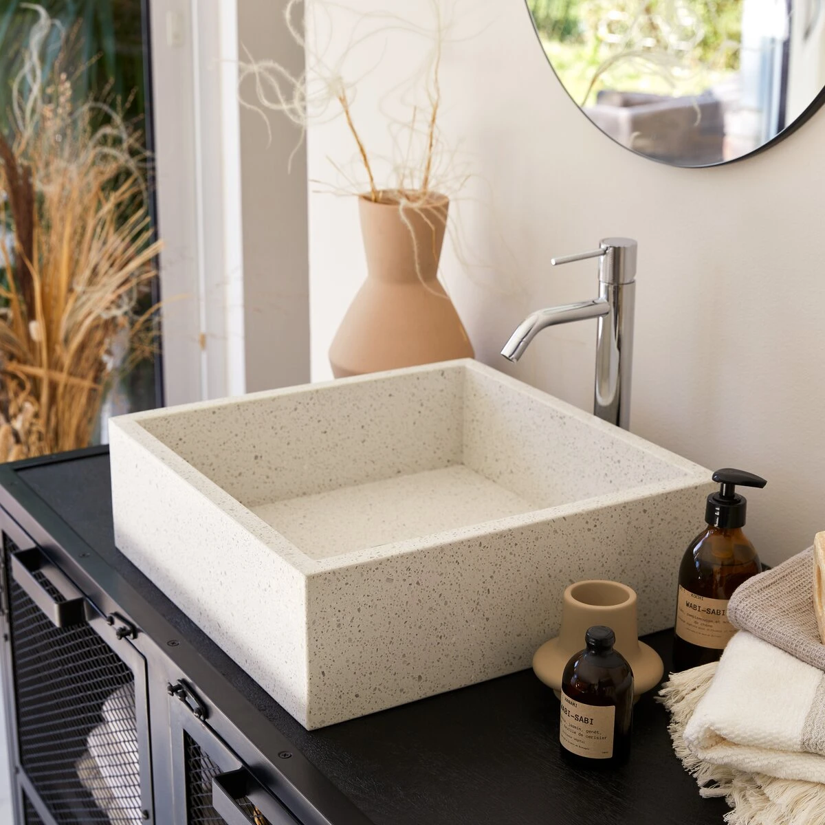 Made White Square Premium Terrazzo Washbasin Ref. 3195 5 Made White Square Premium Terrazzo Washbasin Ref. 3195 - Image 3