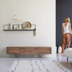 Metric Solid Walnut TV Stand 175 Cm Ref. 3905