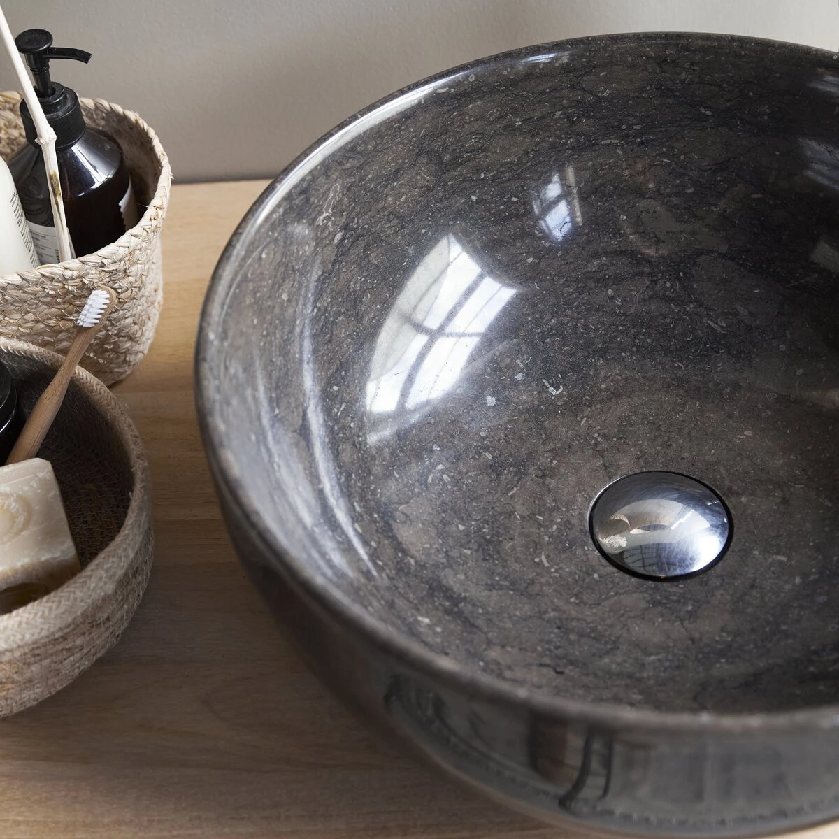 Mia Dark Grey Marble Washbasin Ref. 3588 5 Mia Dark Grey Marble Washbasin Ref. 3588 - Image 3