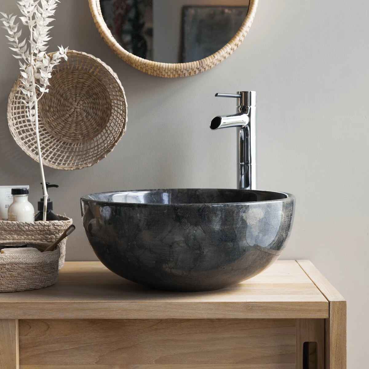 Mia Dark Grey Marble Washbasin Ref. 3588 3 Mia Dark Grey Marble Washbasin Ref. 3588