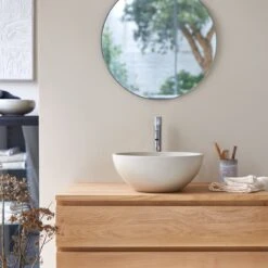 New Arrival -Tikamoon 1200 1200 micha round washbasin in cream terrazzo 1