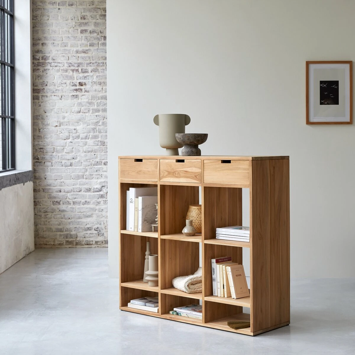 Miho Low Bookcase In Solid Teak Ref. 4937 8 Miho Low Bookcase In Solid Teak Ref. 4937 - Image 6