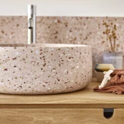Milos Round Pink Premium Terrazzo Washbasin Ref. 6439 11 Milos Round Pink Premium Terrazzo Washbasin Ref. 6439 -Tikamoon 1200 1200 milos pink premium terrazzo washbasin 2