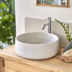 Milos Round White Premium Terrazzo Washbasin Ref. 6442