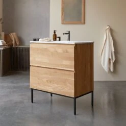 Nova Solid Oak And Ceramic Vanity Unit 80 Cm Ref. 6080 -Tikamoon 1200 1200 nova solid oak and ceramic vanity unit 80 cm 3