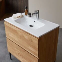 Nova Solid Oak And Ceramic Vanity Unit 80 Cm Ref. 6080 -Tikamoon 1200 1200 nova solid oak and ceramic vanity unit 80 cm 4