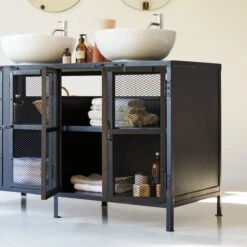 Romy Mango Wood And Metal Vanity Unit 140 Cm Ref. 3653 -Tikamoon 1200 1200 romy mango wood and metal vanity unit 140 cm 2