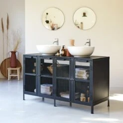 Romy Mango Wood And Metal Vanity Unit 140 Cm Ref. 3653 -Tikamoon 1200 1200 romy mango wood and metal vanity unit 140 cm 3