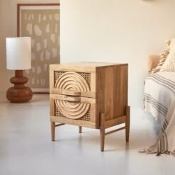 Sina Solid Mango Wood And Rattan Bedside Table Ref. 6283 -Tikamoon 1200 1200 sina bedside table in solid mango wood and rattan 3