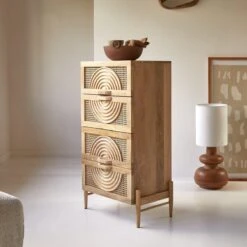 Sina Solid Mango Wood And Rattan Chest Of Drawers Ref. 6290 -Tikamoon 1200 1200 sina chest of drawers in solid mango wood and rattan 3