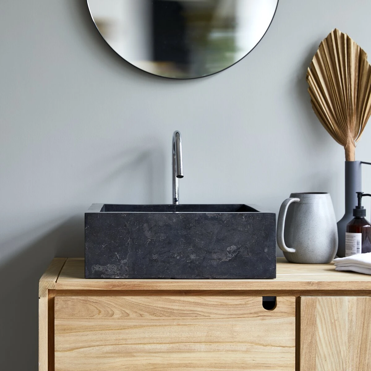 Slats Dark Grey Marble Washbasin Ref. 2452 3 Slats Dark Grey Marble Washbasin Ref. 2452