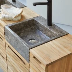 Slats Solid Teak And Marble Bathroom Cabinet 150 Cm Ref. 2591 -Tikamoon 1200 1200 slats solid teak and marble bathroom cabinet 150 cm 4