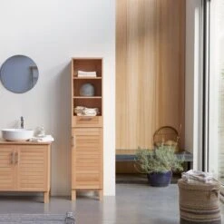 Soho Solid Beech Tall Bathroom Cabinet Ref. 6138