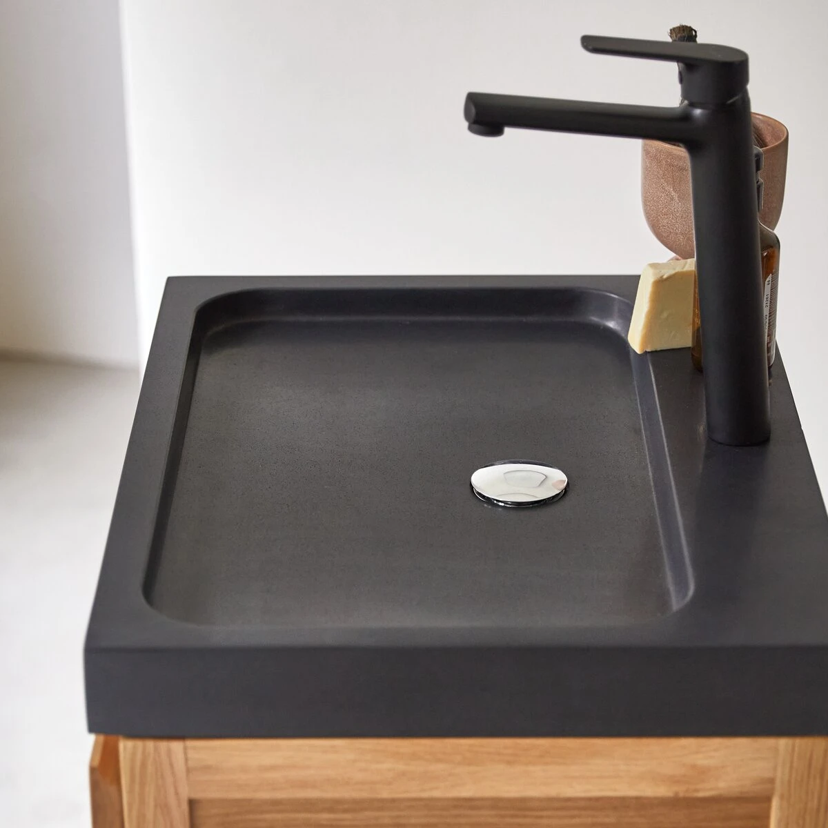 Easy Solid Oak And Lava Stone Bathroom Cabinet 60 Cm Ref. 6179 7 Easy Solid Oak And Lava Stone Bathroom Cabinet 60 Cm Ref. 6179 - Image 5