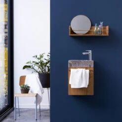 Stelle Solid Teak And Marble Vanity Cabinet Grey Ref. 2830