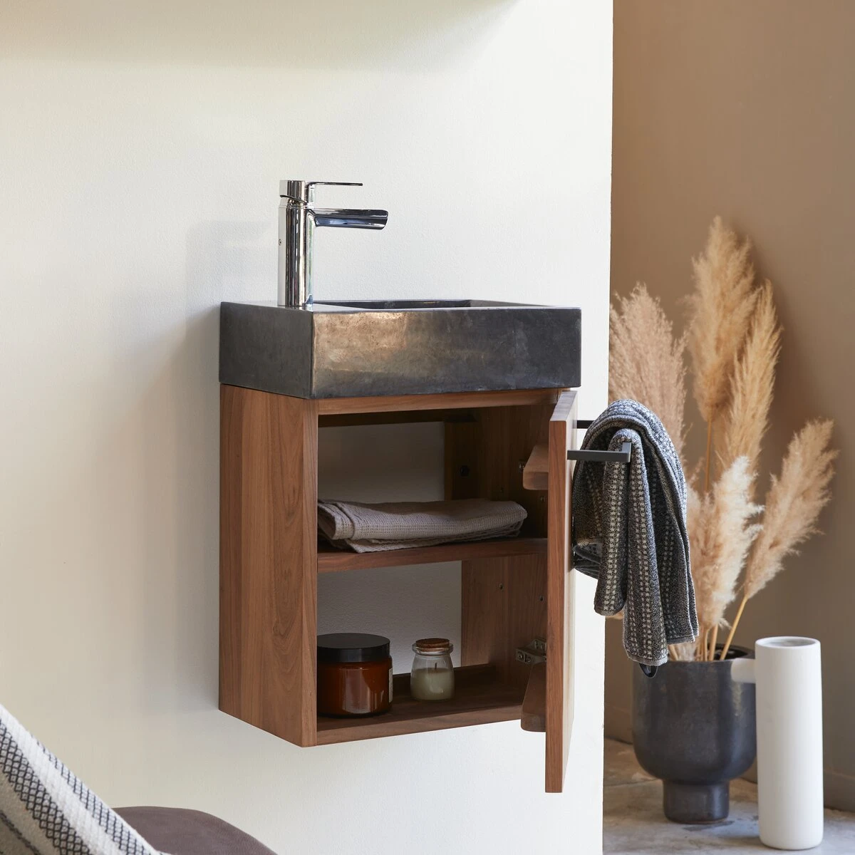 Stelle Solid Walnut And Black Marble Washbasin Unit Ref. 4919 4 Stelle Solid Walnut And Black Marble Washbasin Unit Ref. 4919 - Image 2