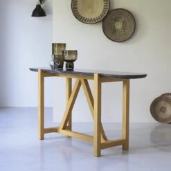 Stoneleaf Solid Oak And Marble Console Table Ref. 4179 -Tikamoon 1200 1200 stoneleaf solid oak and marble console table 4