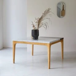 Stonepiet Solid Oak And Marble Table Ref. 2626 -Tikamoon 1200 1200 stonepiet solid oak and marble table seats 2 4 4