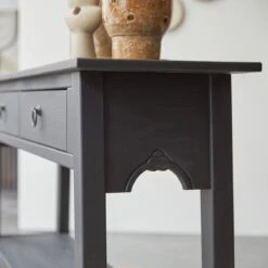 Thaki Black 2-drawer Console Table In Solid Pine Ref. 1756 -Tikamoon 1200 1200 thaki black in pine 2 drawer console table 3