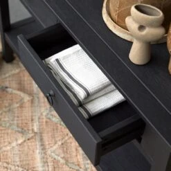 Thaki Black 2-drawer Console Table In Solid Pine Ref. 1756 -Tikamoon 1200 1200 thaki black in pine 2 drawer console table 7