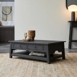 Thaki Black Solid Pine Coffee Table Ref. 1760 -Tikamoon 1200 1200 thaki black pine coffee table 3