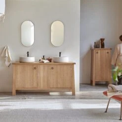 Volute Solid Oak Vanity Unit 160 Cm Ref. 6132