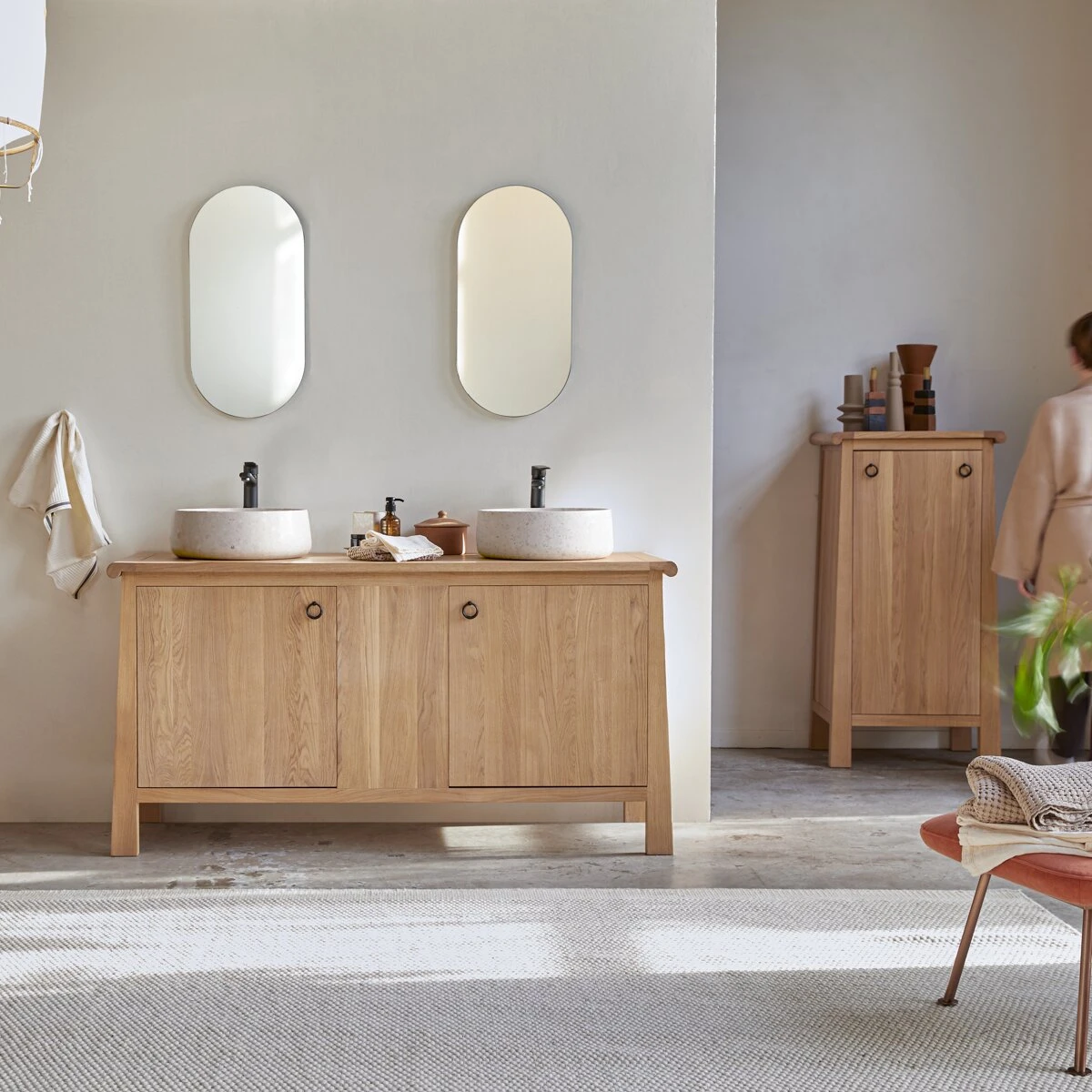 Volute Solid Oak Vanity Unit 160 Cm Ref. 6132 3 Volute Solid Oak Vanity Unit 160 Cm Ref. 6132